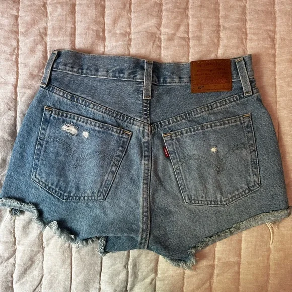 Levi’s Distressed Denim Blue Shorts - Picture 2 of 6